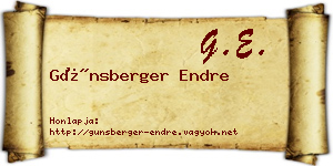 Günsberger Endre névjegykártya